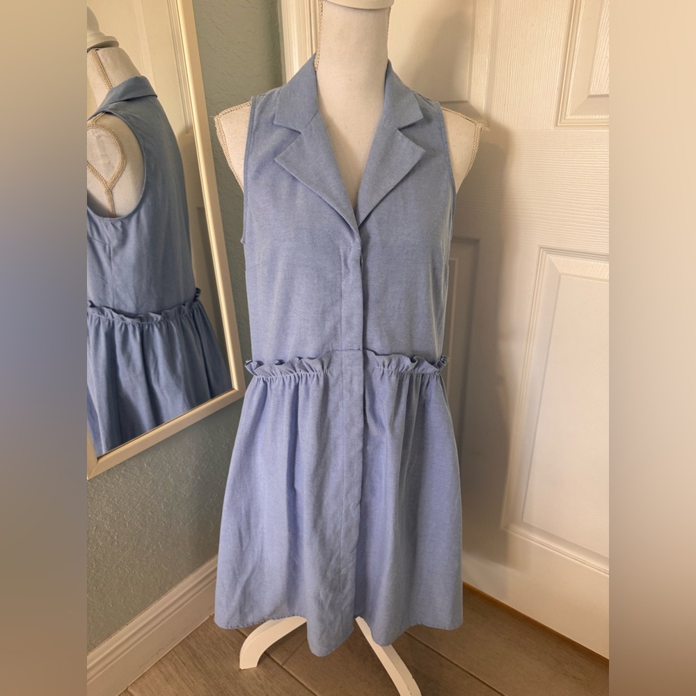 Tuckernuck Oxford Blue Sleeveless Royal Shirt Dress sz M - Picture 12 of 16